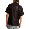 Lucky Brand Men’s Short Sleeve Eyelet Camp Collar Shirt(Raven)