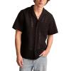Lucky Brand Men’s Short Sleeve Eyelet Camp Collar Shirt(Raven)