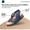 Lucky Brand Toddler Unisex Baby Boy Blanc Double Strap Casual Toddlers Sandals with Hook and Loop Closure (Toddlers)(Navy)