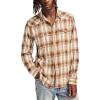 Lucky Brand Men’s Dobby Western Long Sleeve Shirt(Brown Multi)