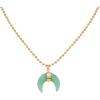 Lucky Brand Gold Plated Crescent Moon Shaped Green Aventurine Stone Pendant Necklace for Women