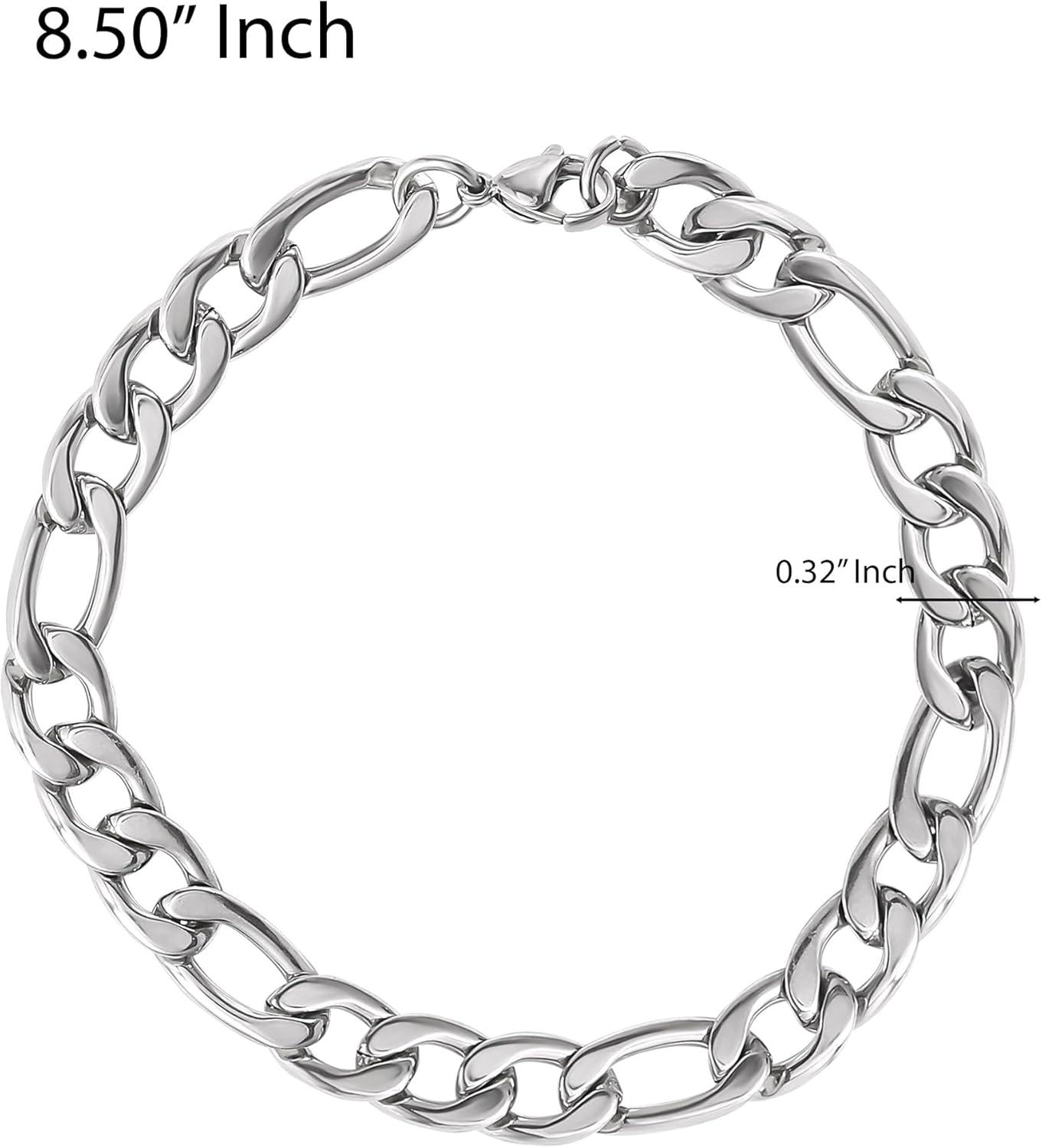 imageLucky Brand 22quot Figaro Chain and Bracelet Set for Men Stainless Steel Mens Jewelry Set Necklace and Bracelet Set