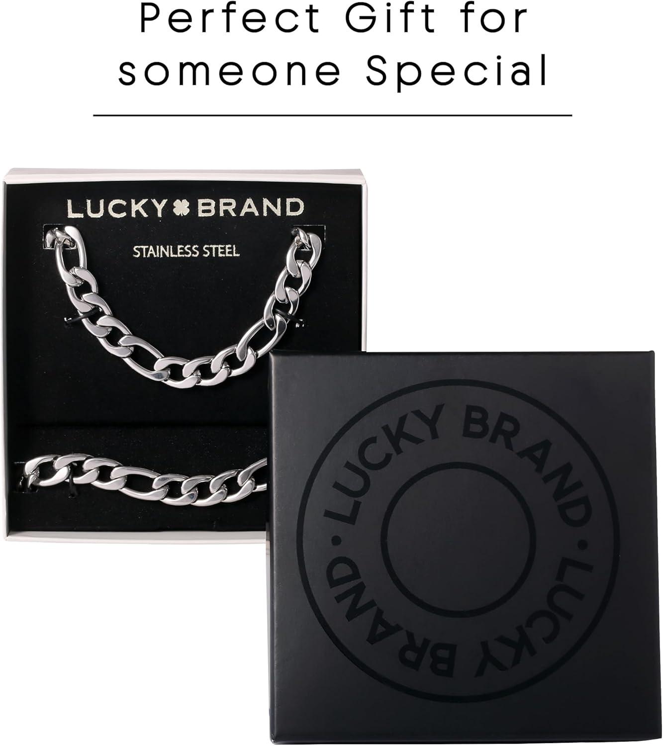 imageLucky Brand 22quot Figaro Chain and Bracelet Set for Men Stainless Steel Mens Jewelry Set Necklace and Bracelet Set