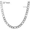 Lucky Brand 22″ Figaro Chain and Bracelet Set for Men, Stainless Steel Mens Jewelry Set, Necklace and Bracelet Set