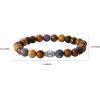 Lucky Brand Jasper and Tiger Eye Bracelet, Stretch Beaded Bracelet for Men with Logo Bead and Jasper and Tiger’s Eye Beads
