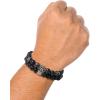 Lucky Brand Mens Beaded Black Bracelet 2 Pieces, Stretch Mens Bracelets Beads 8mm Black Onyx and Green Malachite