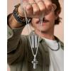 Lucky Brand Stainless Steel Cross Necklace for Men 24″, Two-Tone Pendant Necklace, Cross Jewelry