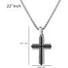Lucky Brand Stainless Steel Cross Necklace for Men 24″, Two-Tone Pendant Necklace, Cross Jewelry