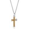 Lucky Brand Stainless Steel Cross Necklace for Men 24″”, Two-Tone Cross Pendant Necklace, Cross Jewelry