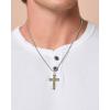 Lucky Brand Stainless Steel Cross Necklace for Men 24″”, Two-Tone Cross Pendant Necklace, Cross Jewelry