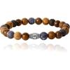 Lucky Brand Jasper and Tiger Eye Bracelet, Stretch Beaded Bracelet for Men with Logo Bead and Jasper and Tiger’s Eye Beads