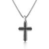 Lucky Brand Stainless Steel Cross Necklace for Men 24″, Two-Tone Pendant Necklace, Cross Jewelry