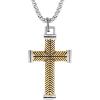 Lucky Brand Stainless Steel Cross Necklace for Men 24″”, Two-Tone Cross Pendant Necklace, Cross Jewelry