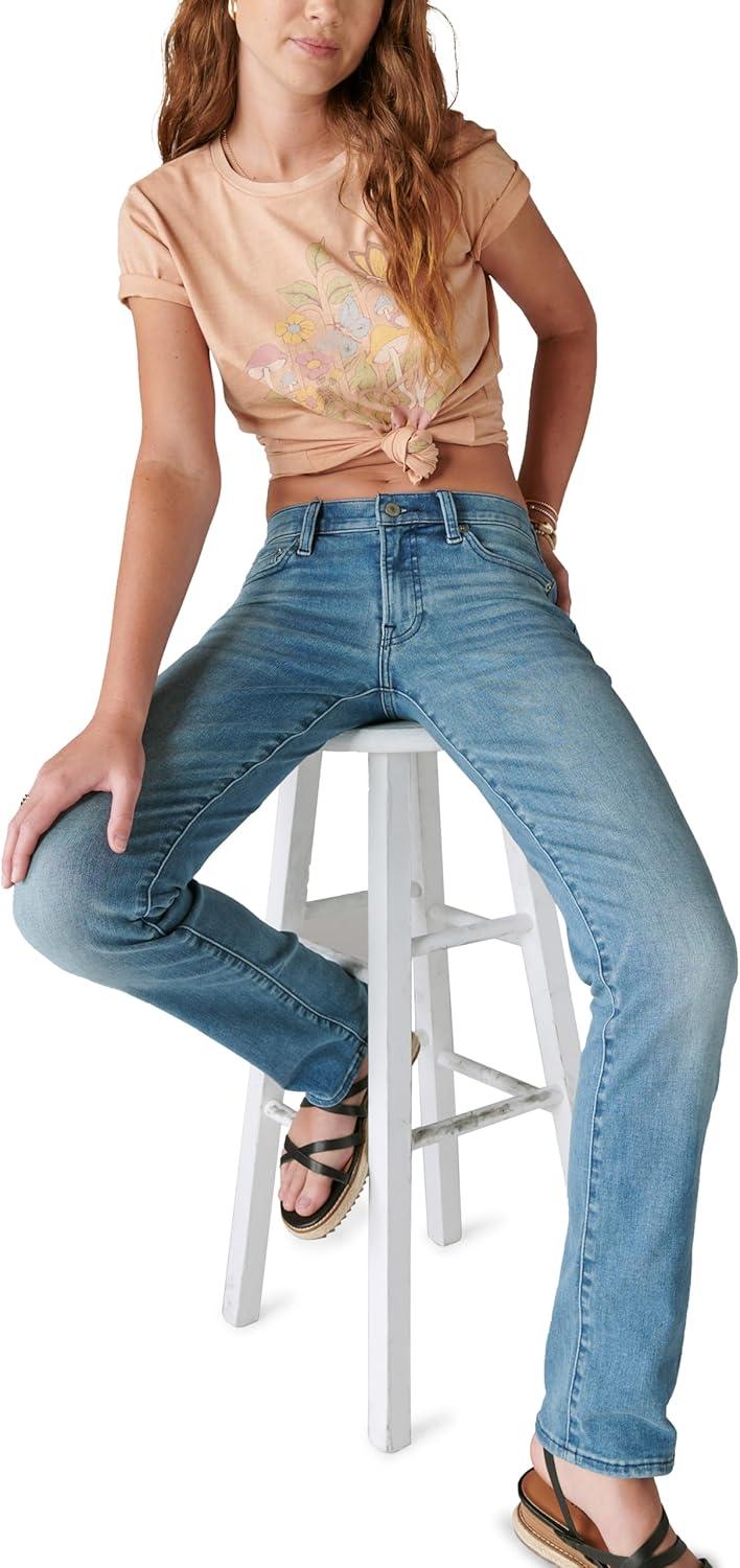 imageLucky Brand Womens Mid Rise Sweet Straight JeansGlass MountGlass