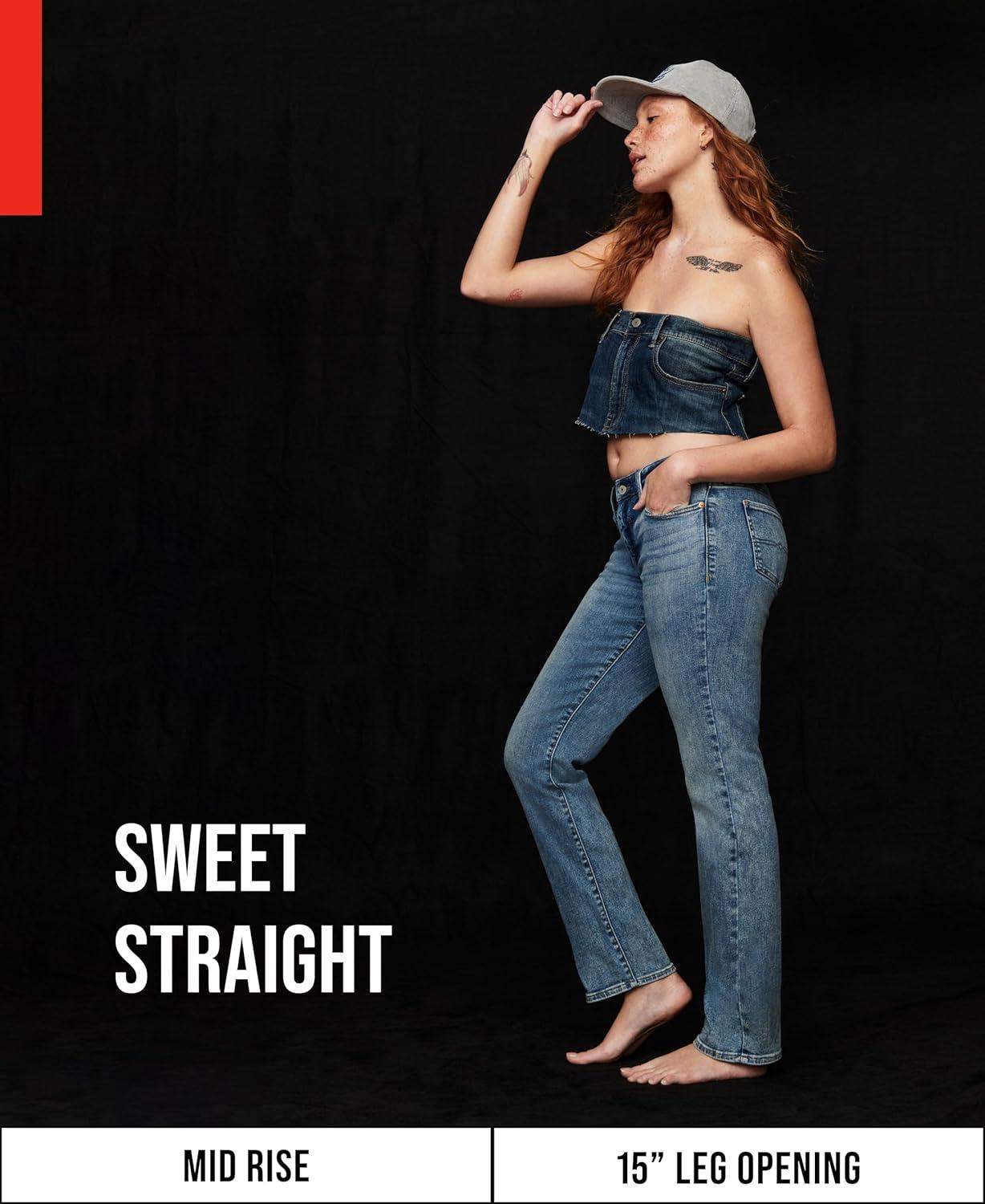 imageLucky Brand Womens Mid Rise Sweet Straight JeansGlass MountGlass