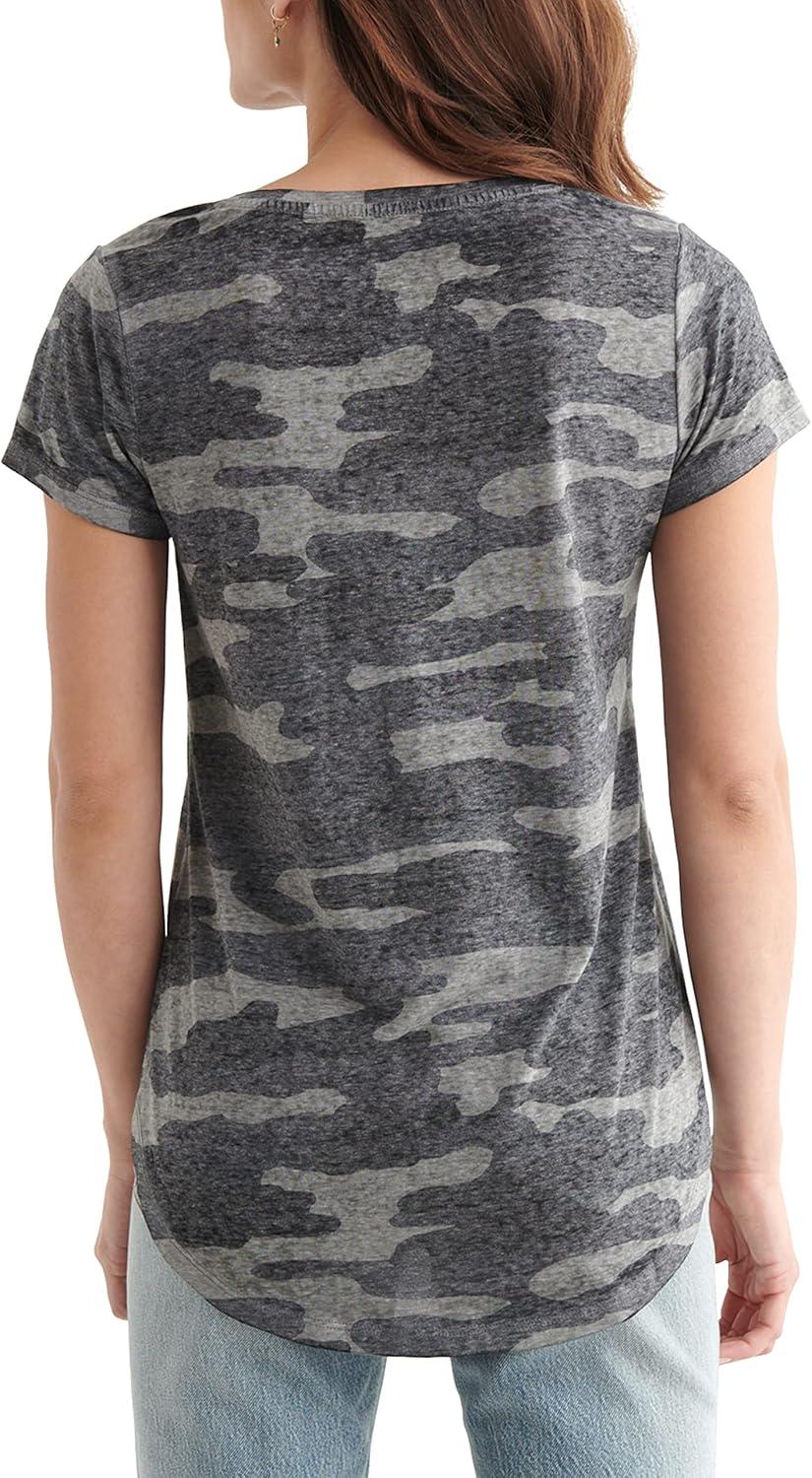 imageLucky Brand Womens Camo Burnout Tee ShirtGrey Multi