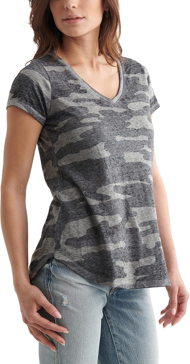imageLucky Brand Womens Camo Burnout Tee ShirtGrey Multi