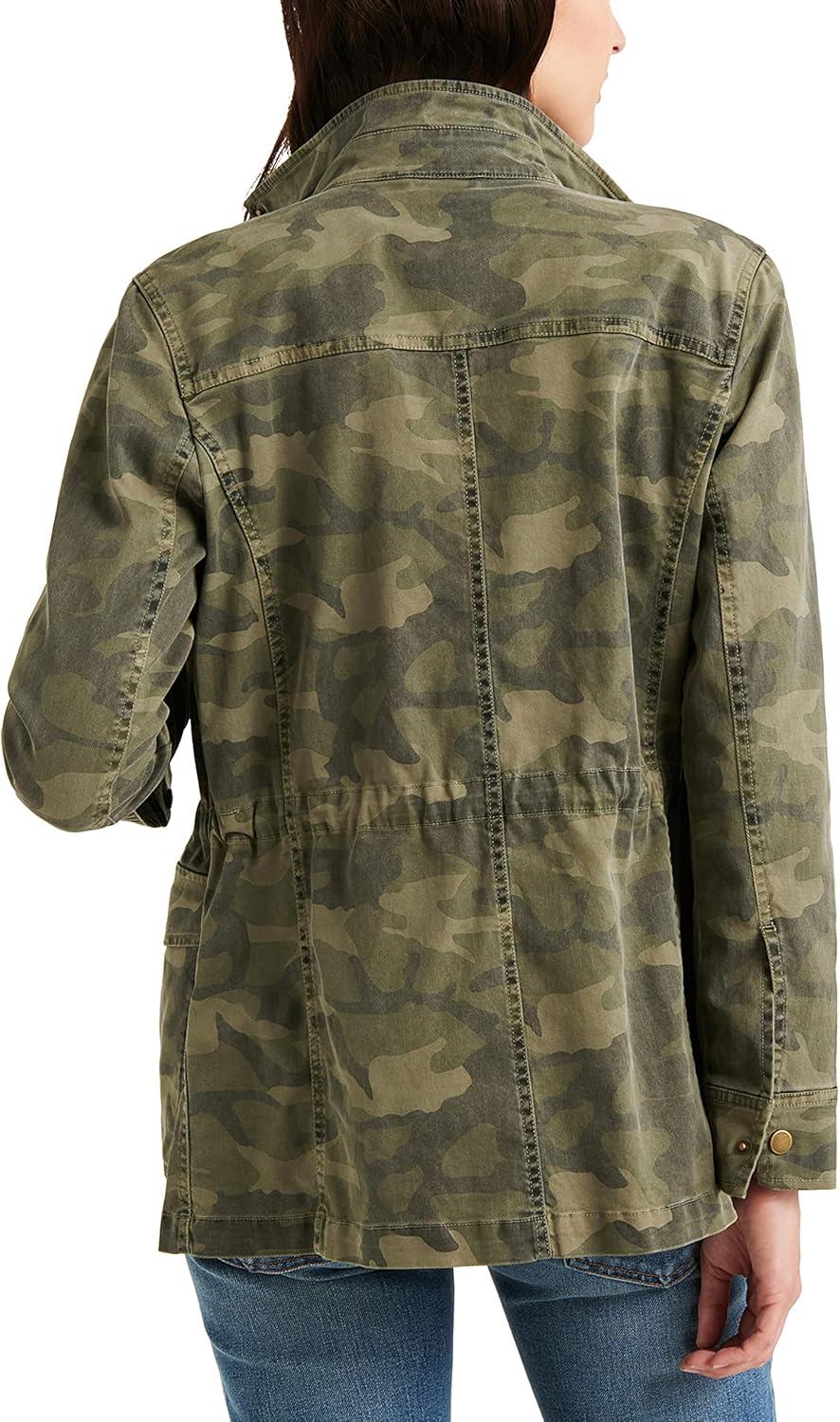 imageLucky Brand Womens Long Sleeve Button Up Two Pocket Utility JacketGreen Multi