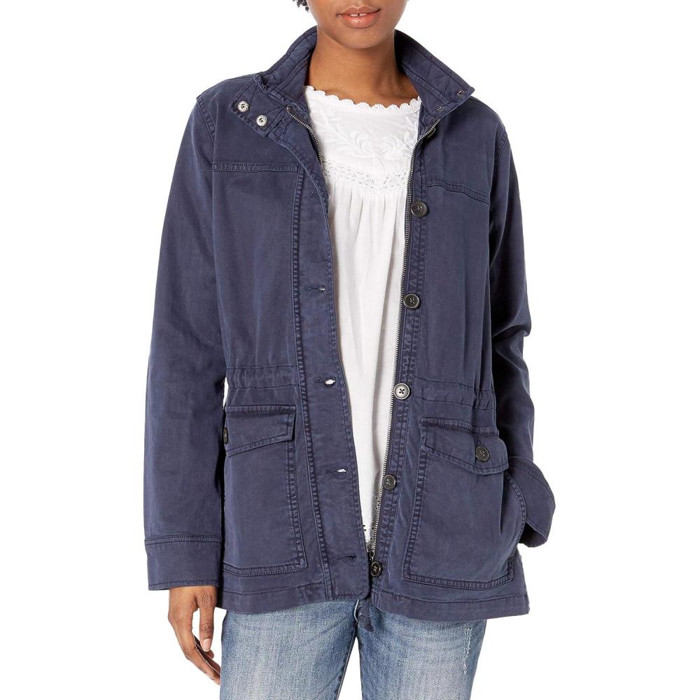 imageLucky Brand Womens Long Sleeve Button Up Two Pocket Utility JacketNavy