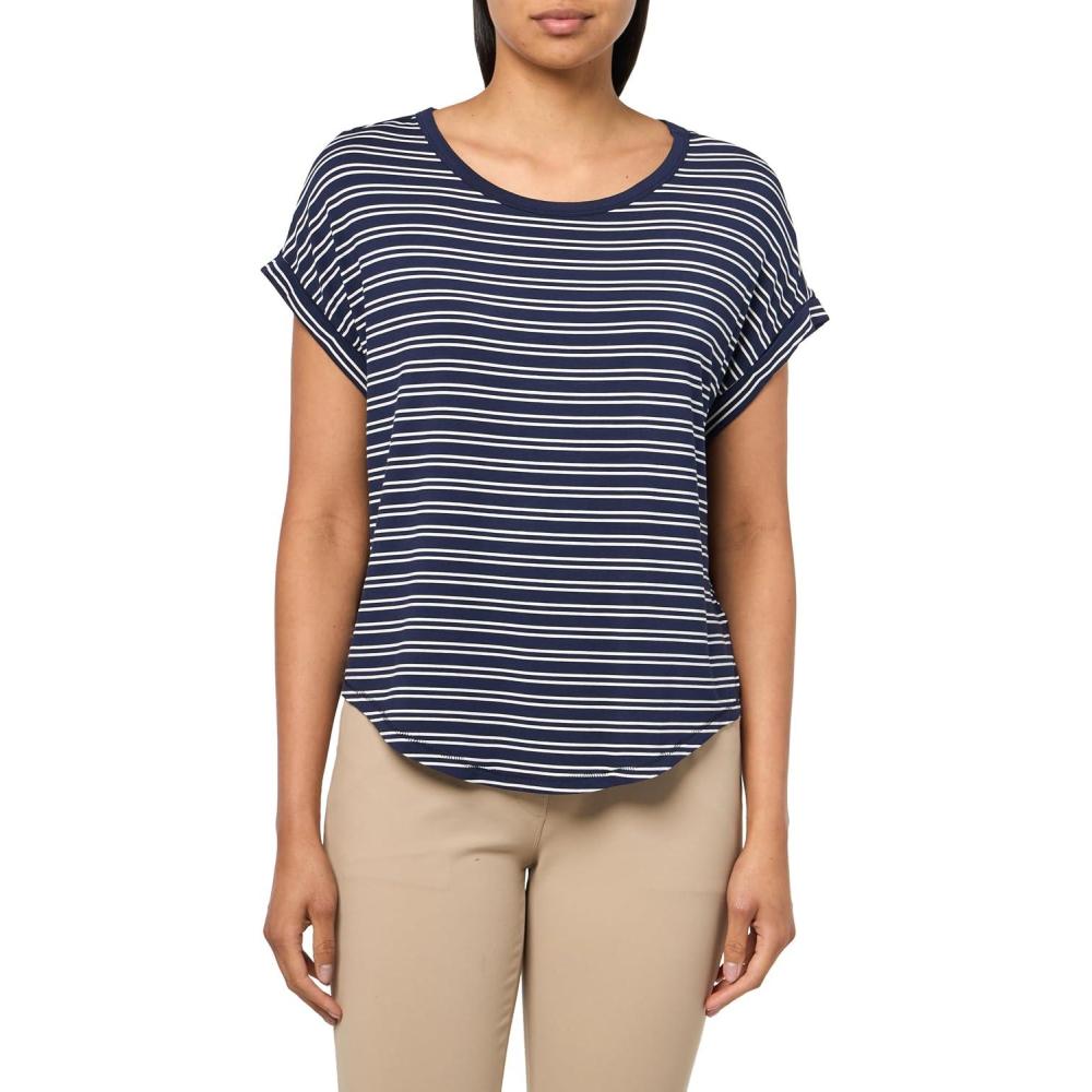 imageLucky Brand Womens Short Sleeve Sandwash Dolman TeeNavy Stripe