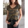 Lucky Brand Womens Camo Burnout Tee Shirt(Green Multi)