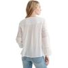 Lucky Brand Women’s Long Sleeve Tie Neck Lace Inset Boho Blouse(Bright White)