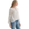 Lucky Brand Women’s Long Sleeve Tie Neck Lace Inset Boho Blouse(Bright White)