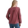 Lucky Brand Women’s Long Sleeve Tie Neck Lace Inset Boho Blouse(Crushed Berry)