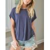 Lucky Brand Womens Sandwash Dolman Tee(Navy Blue)