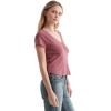 Lucky Brand Women’s Short Sleeve V-Neck Pointelle Henley Top(Crushed Berry)