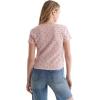 Lucky Brand Women’s Short Sleeve V-Neck Pointelle Henley Top(Pink Multi)