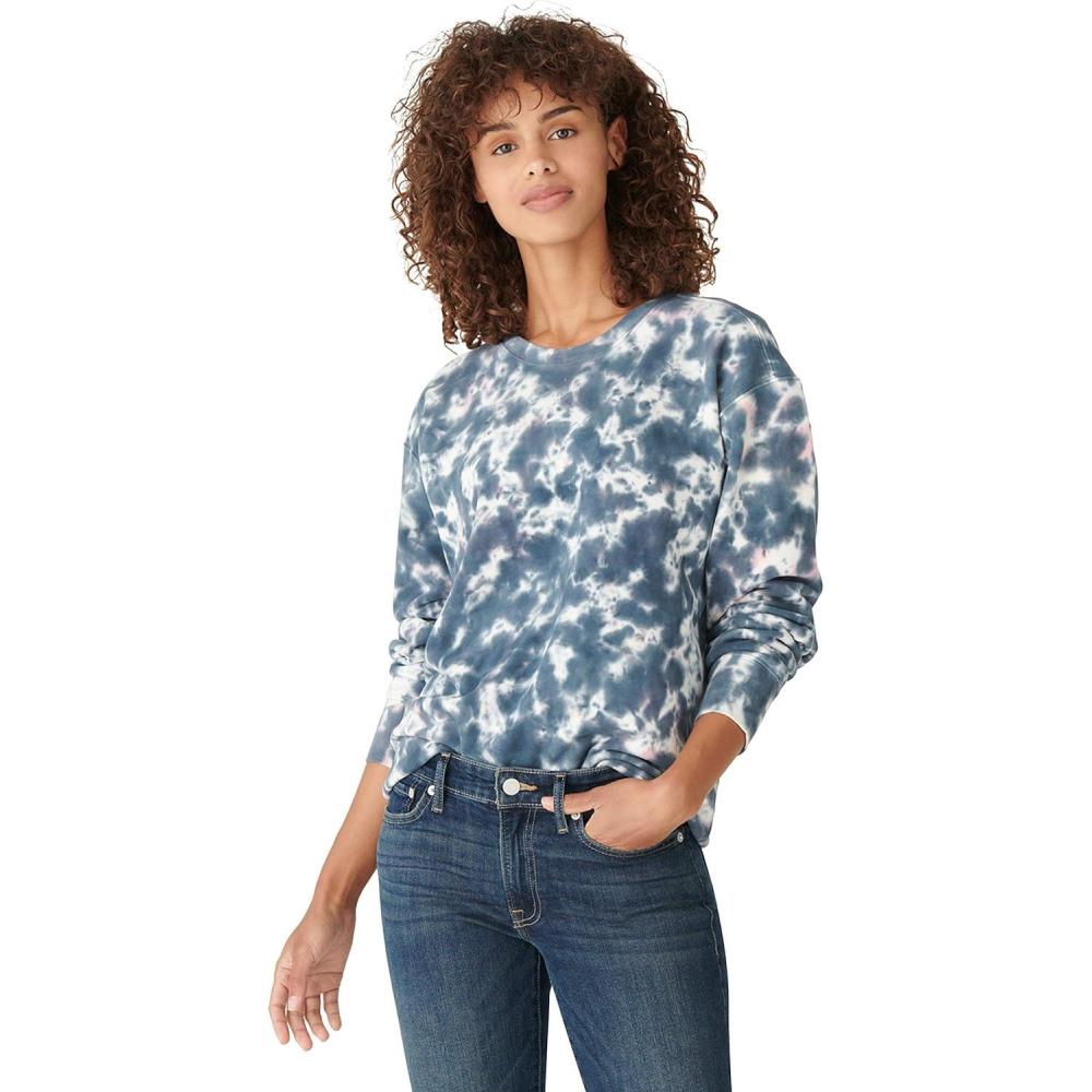 imageLucky Brand Mens Long Sleeve Crew Neck Tie Dye Pullover Sweatshirt