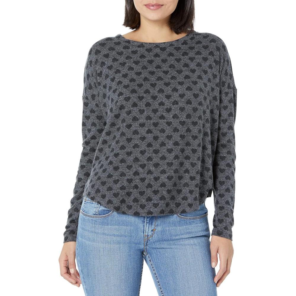 imageLucky Brand Womens Cloud Jersey Long Sleeve CrewAlt Heart 6 Chg