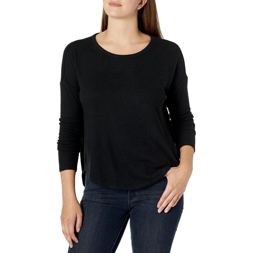 imageLucky Brand Womens Cloud Jersey Long Sleeve CrewJet Black