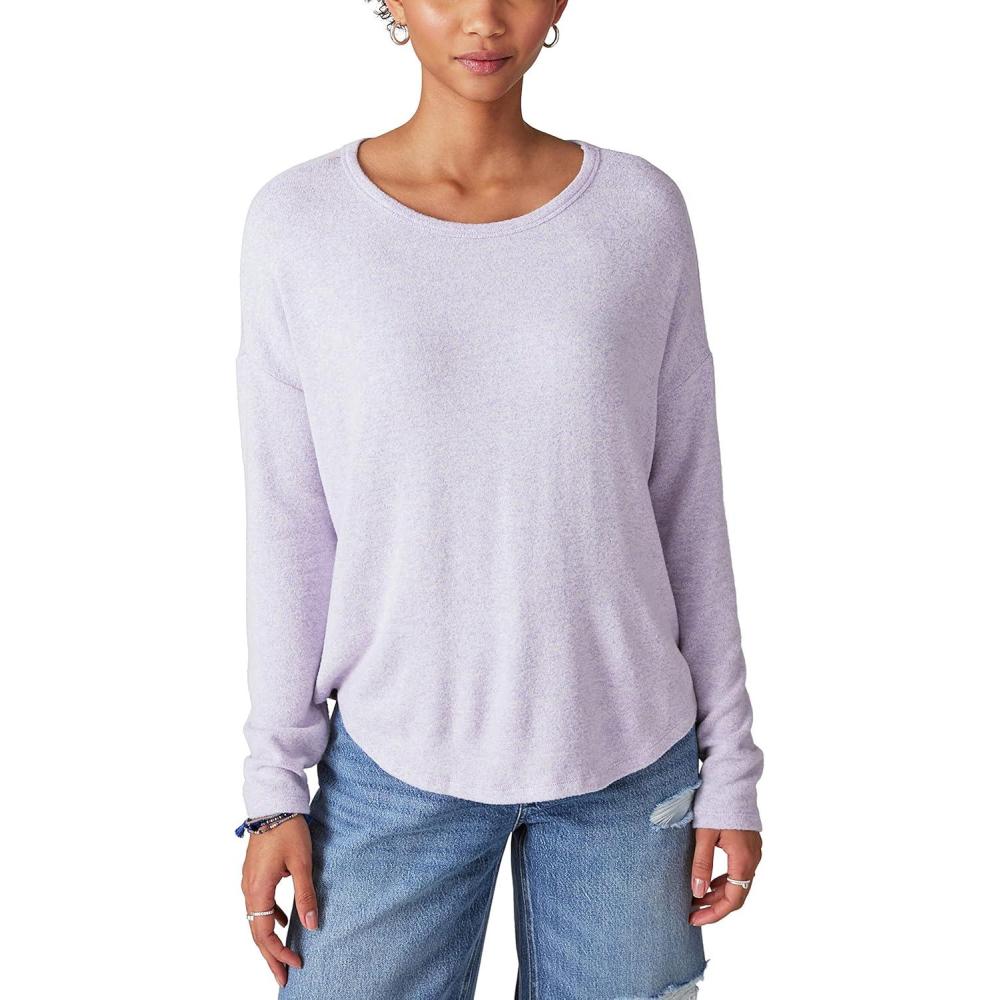 imageLucky Brand Womens Cloud Jersey Long Sleeve CrewSand Verbena
