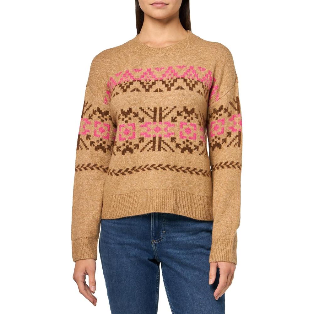 imageLucky Brand Womens Fair Isle Crew NeckCamel Multi