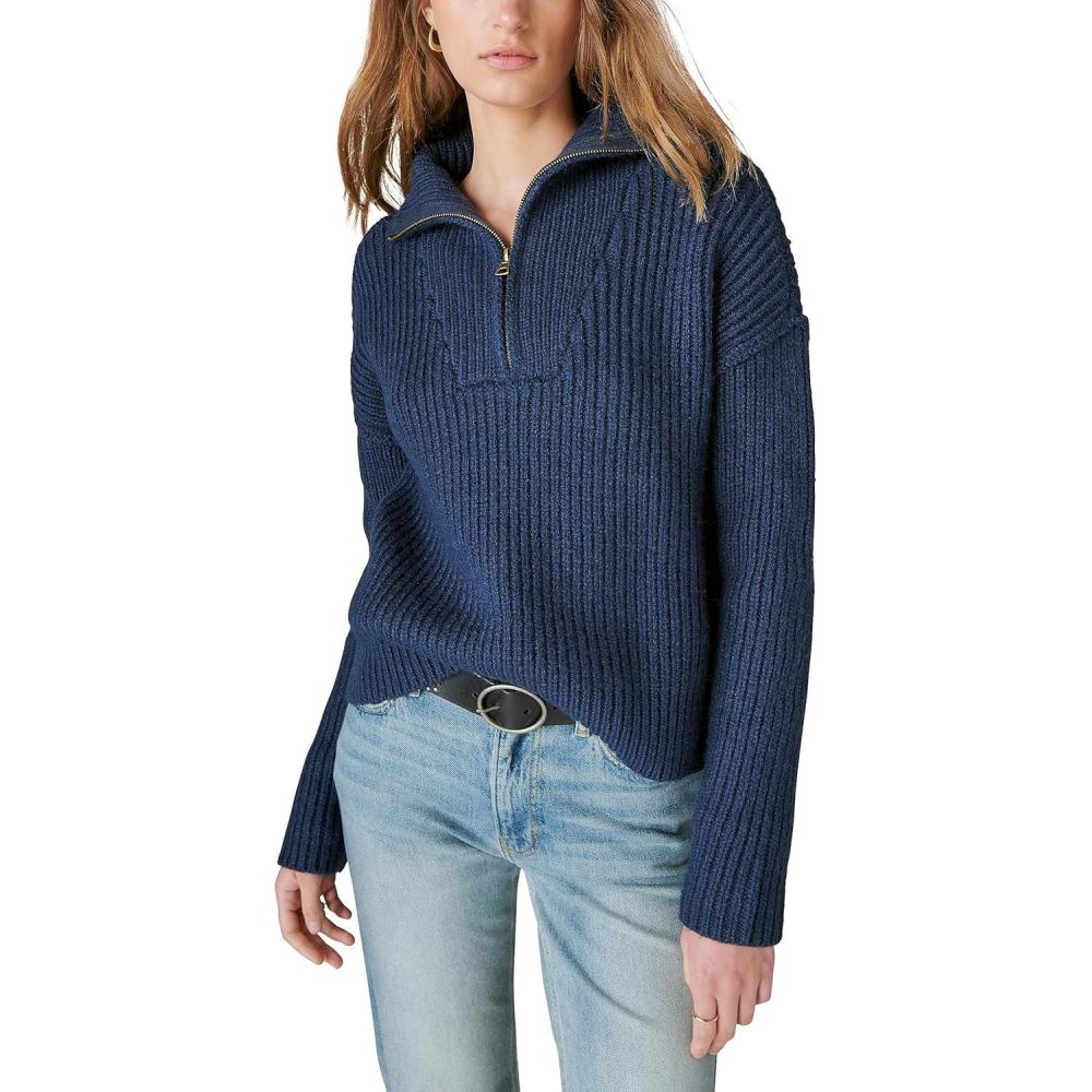 imageLucky Brand Womens Half Zip Pullover SweaterCadet Navy