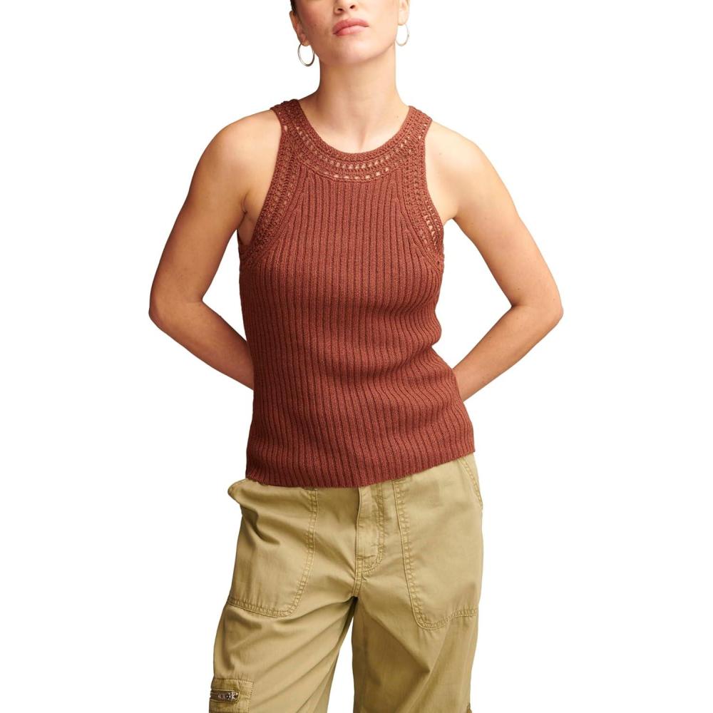 imageLucky Brand Womens Knit Rib Sweater TankCinnamon