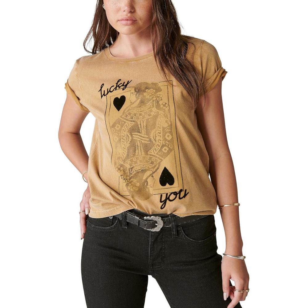 imageLucky Brand Womens Lucky You Card Classic CrewWood Thrush