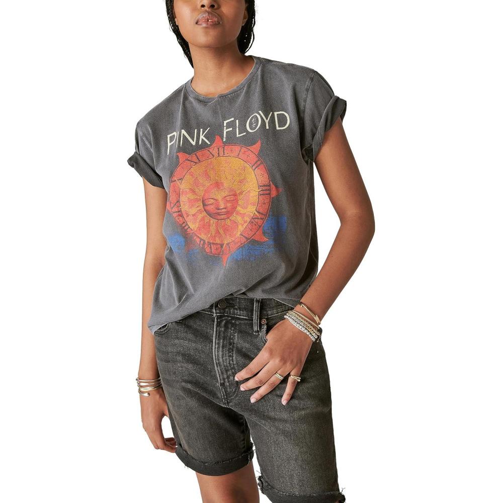 imageLucky Brand Womens Pink Floyd Sundial Boyfriend TeeNine Iron