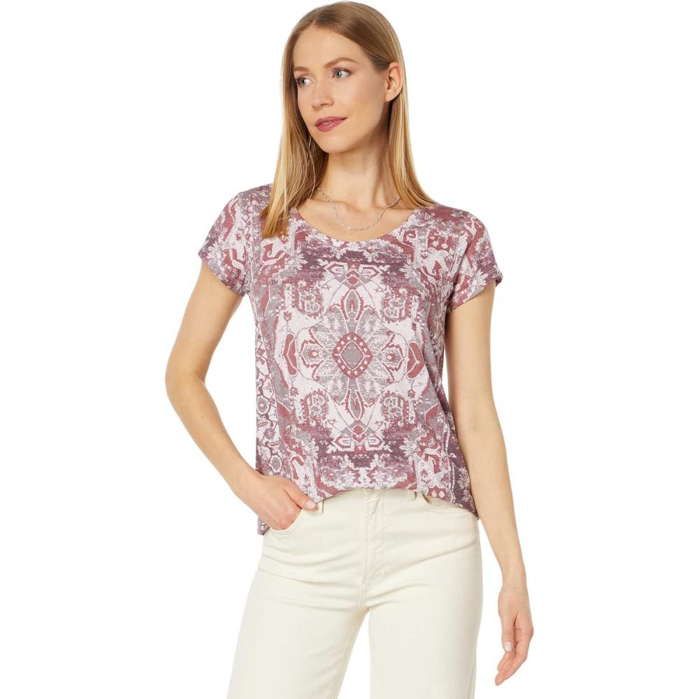 imageLucky Brand Womens Printed Scoop Neck TeePink Combo