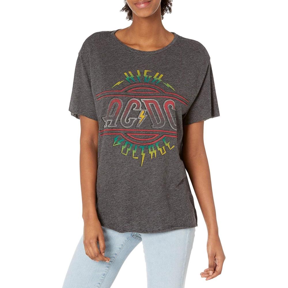 imageLucky Brand Womens Short Sleeve Crew Neck ACDC Boyfriend TeeJet Black