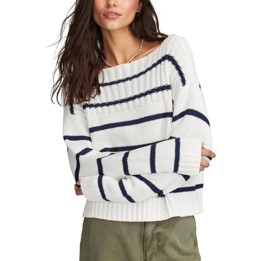 imageLucky Brand Womens Striped Pullover SweaterTofu Cadet Navy Str