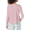 Lucky Brand Womens Cloud Jersey Long Sleeve Crew(Red Stripe Hearts)