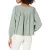 Lucky Brand Women’s Embroidered Peasant Blouse(Lily Pad)