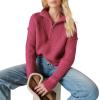 Lucky Brand Women’s Half Zip Pullover Sweater(Boysenberry)