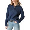 Lucky Brand Women’s Half Zip Pullover Sweater(Cadet Navy)