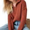 Lucky Brand Women’s Half Zip Pullover Sweater(Terracota Acid Washed)