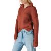 Lucky Brand Women’s Half Zip Pullover Sweater(Terracota Acid Washed)