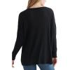 Lucky Brand Women’s Long Sleeve Rib Soft Henley Top(Jet Black)